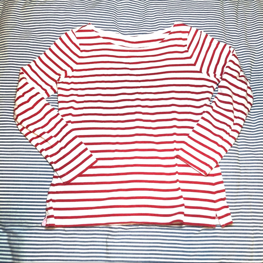 Boden Breton Long Sleeve Top Red & White Stripe 6